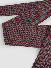 Reiss | Silk Geometric-Chain Print Tie in Bordeaux