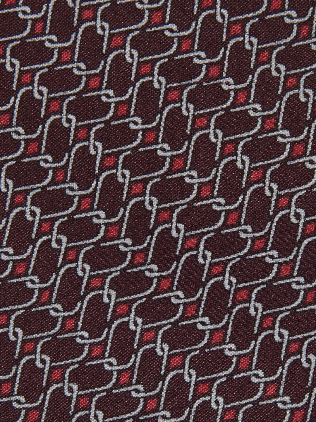 Reiss | Silk Geometric-Chain Print Tie in Bordeaux
