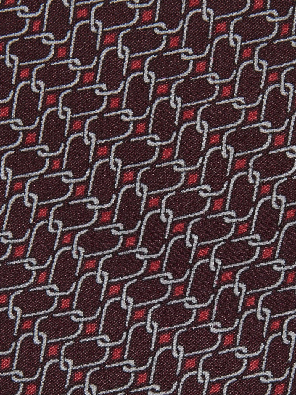 Reiss | Silk Geometric-Chain Print Tie in Bordeaux