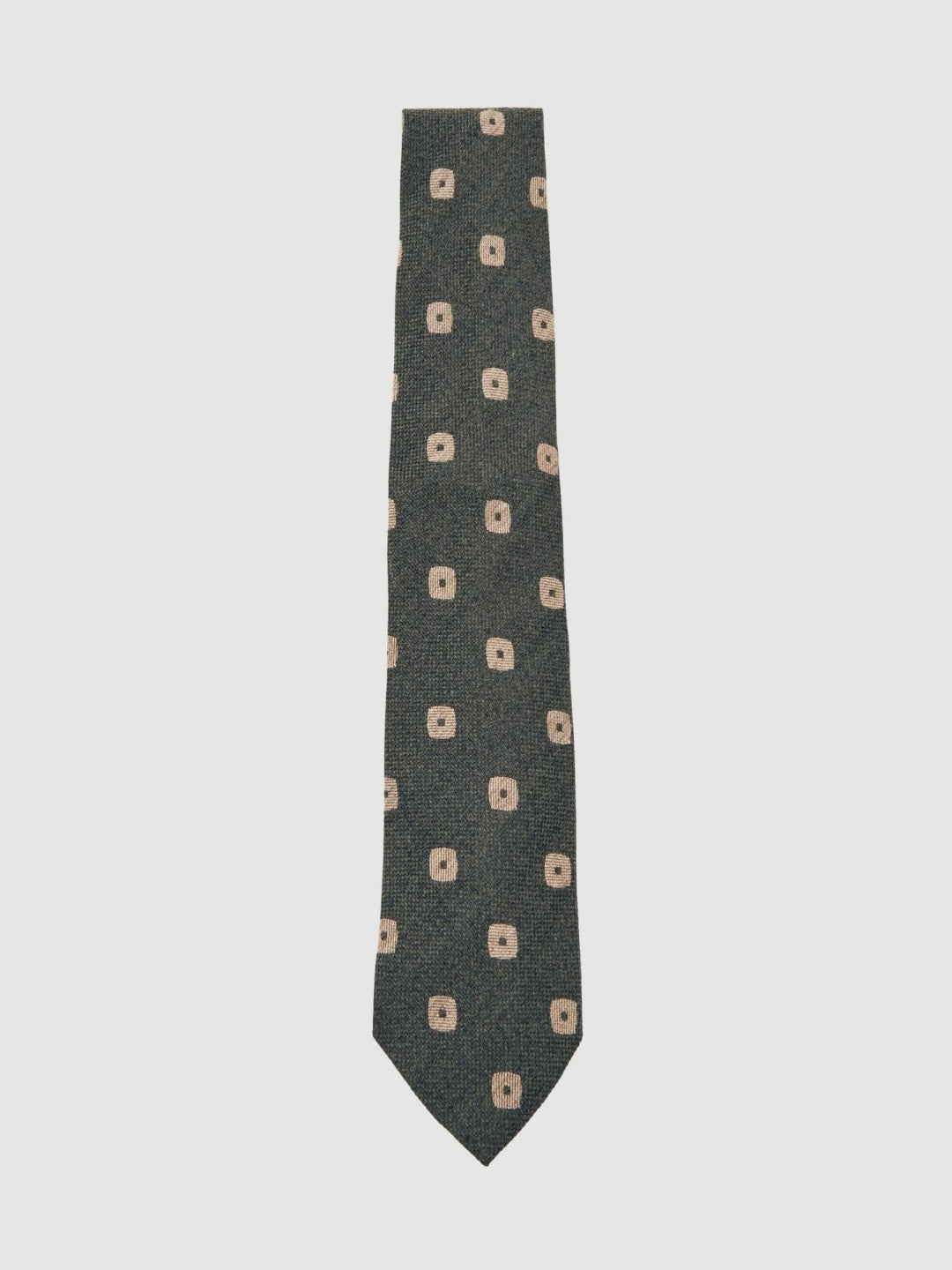 Reiss | Silk-Wool Square-Medallion Tie in Forest Green