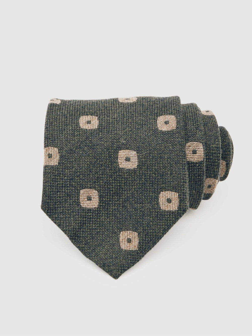 Reiss | Silk-Wool Square-Medallion Tie in Forest Green