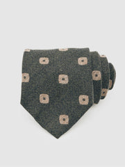 Reiss | Silk-Wool Square-Medallion Tie in Forest Green