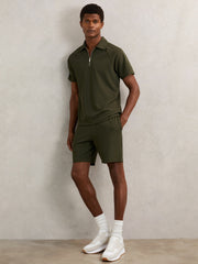 Reiss | Textured Drawstring Shorts in Green