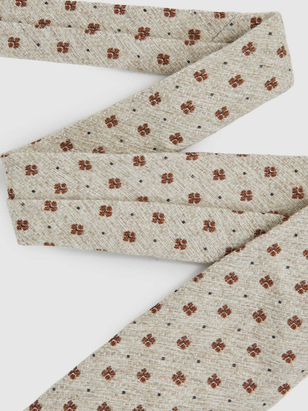 Reiss | Wool-Silk Floral-Medallion Tie in Oatmeal Melange