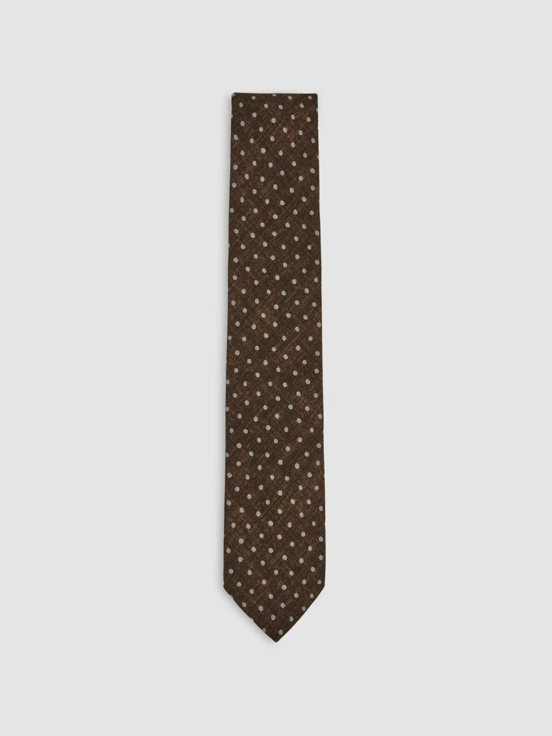 Reiss | Wool-Cotton Polka-Dot Tie in Chocolate Brown