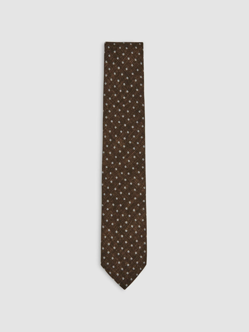 Reiss | Wool-Cotton Polka-Dot Tie in Chocolate Brown