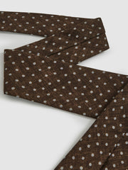 Reiss | Wool-Cotton Polka-Dot Tie in Chocolate Brown