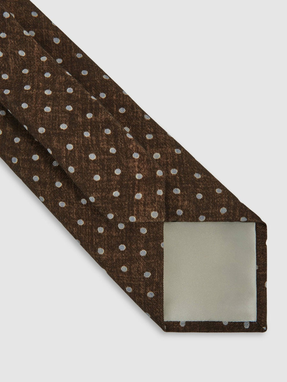 Reiss | Wool-Cotton Polka-Dot Tie in Chocolate Brown