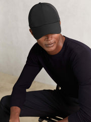 Reiss | Embroidered Logo Tech Baseball Cap in Black