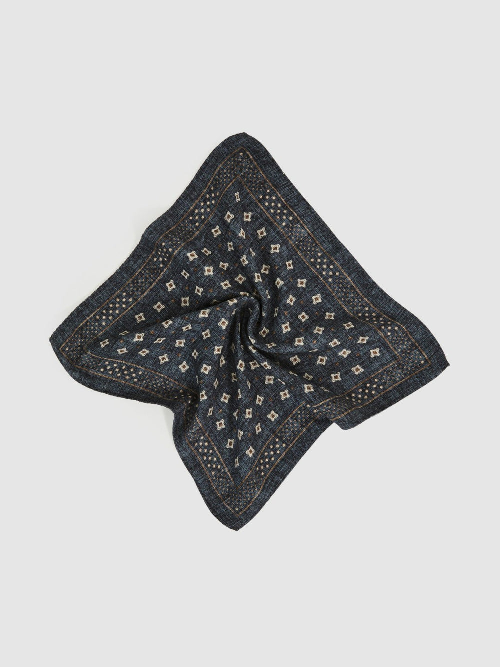 Reiss | Silk Floral-Medallion Pocket Square in Denim Blue Melange