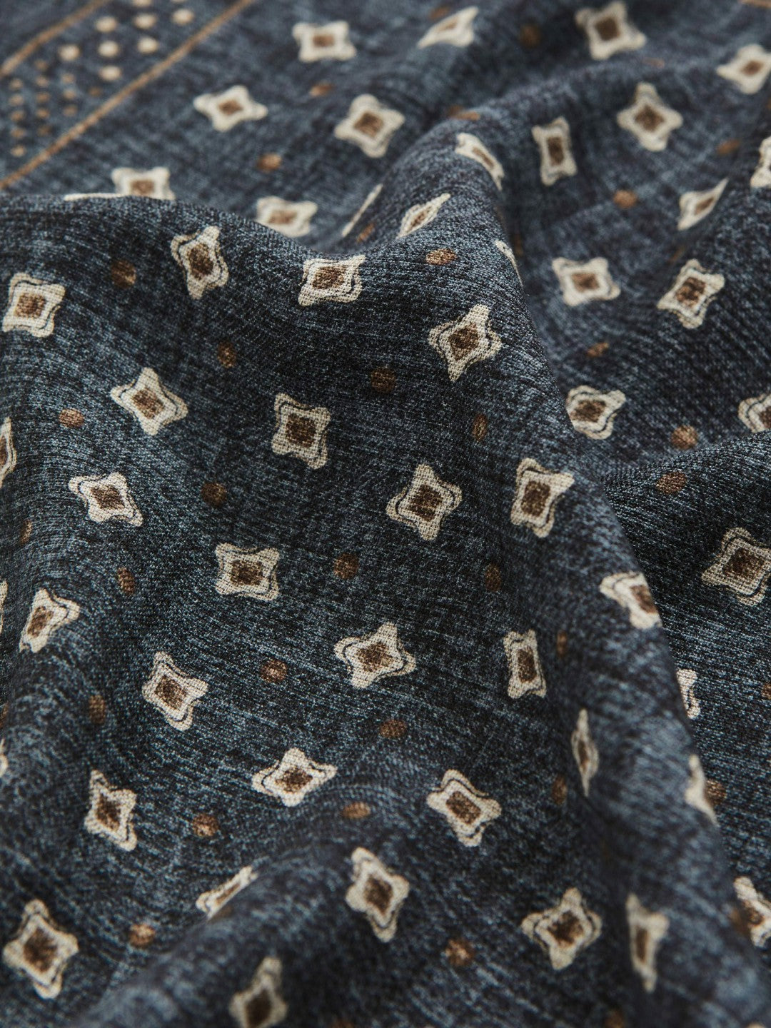Reiss | Silk Floral-Medallion Pocket Square in Denim Blue Melange