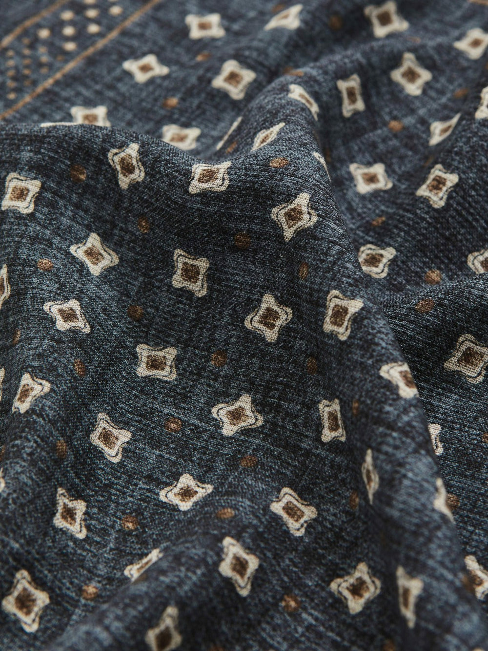 Reiss | Silk Floral-Medallion Pocket Square in Denim Blue Melange