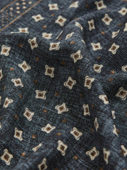 Reiss | Silk Floral-Medallion Pocket Square in Denim Blue Melange
