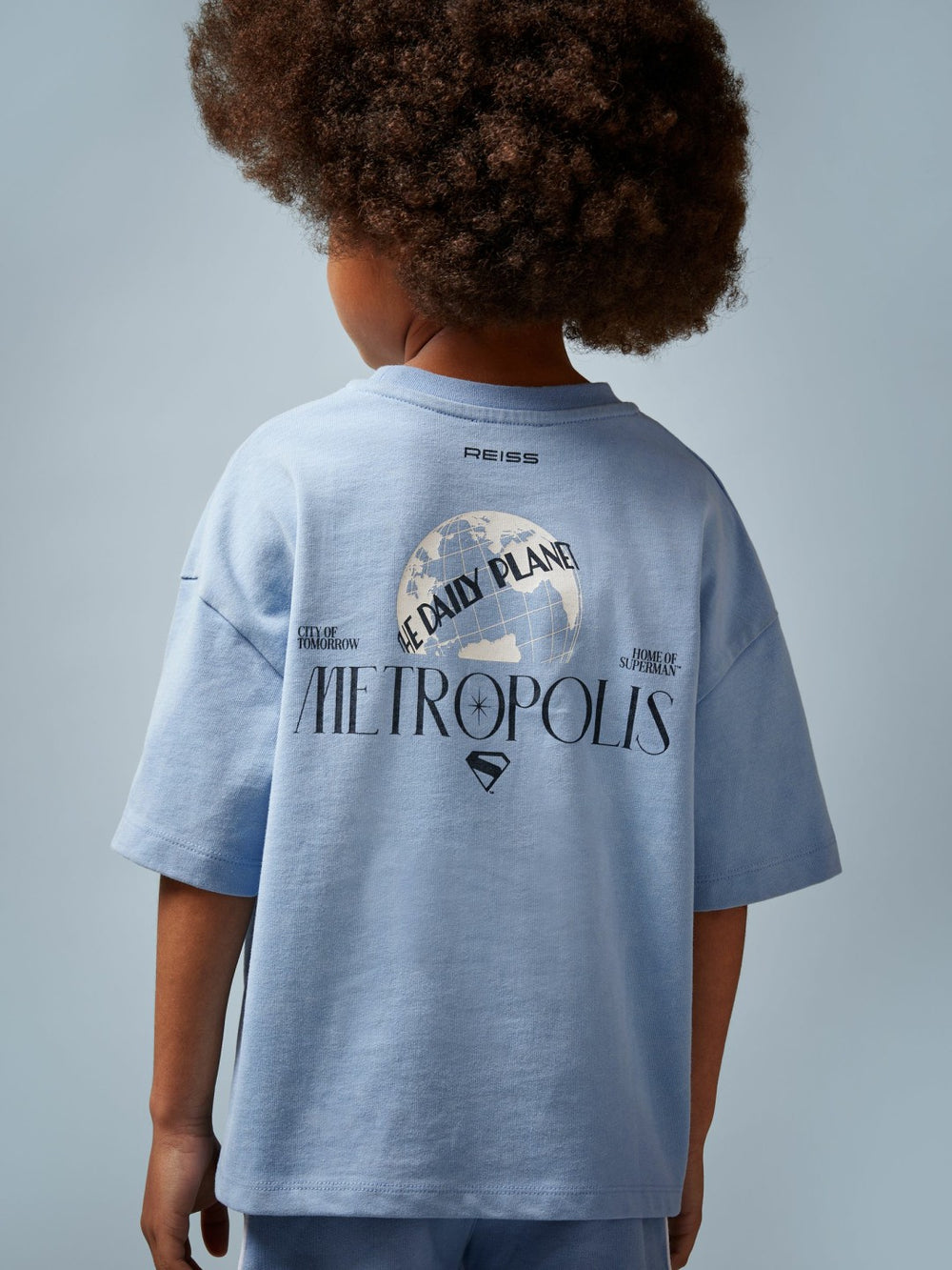 Reiss | 13-14 yrs Superman Metropolis Logo T-Shirt in Light Blue