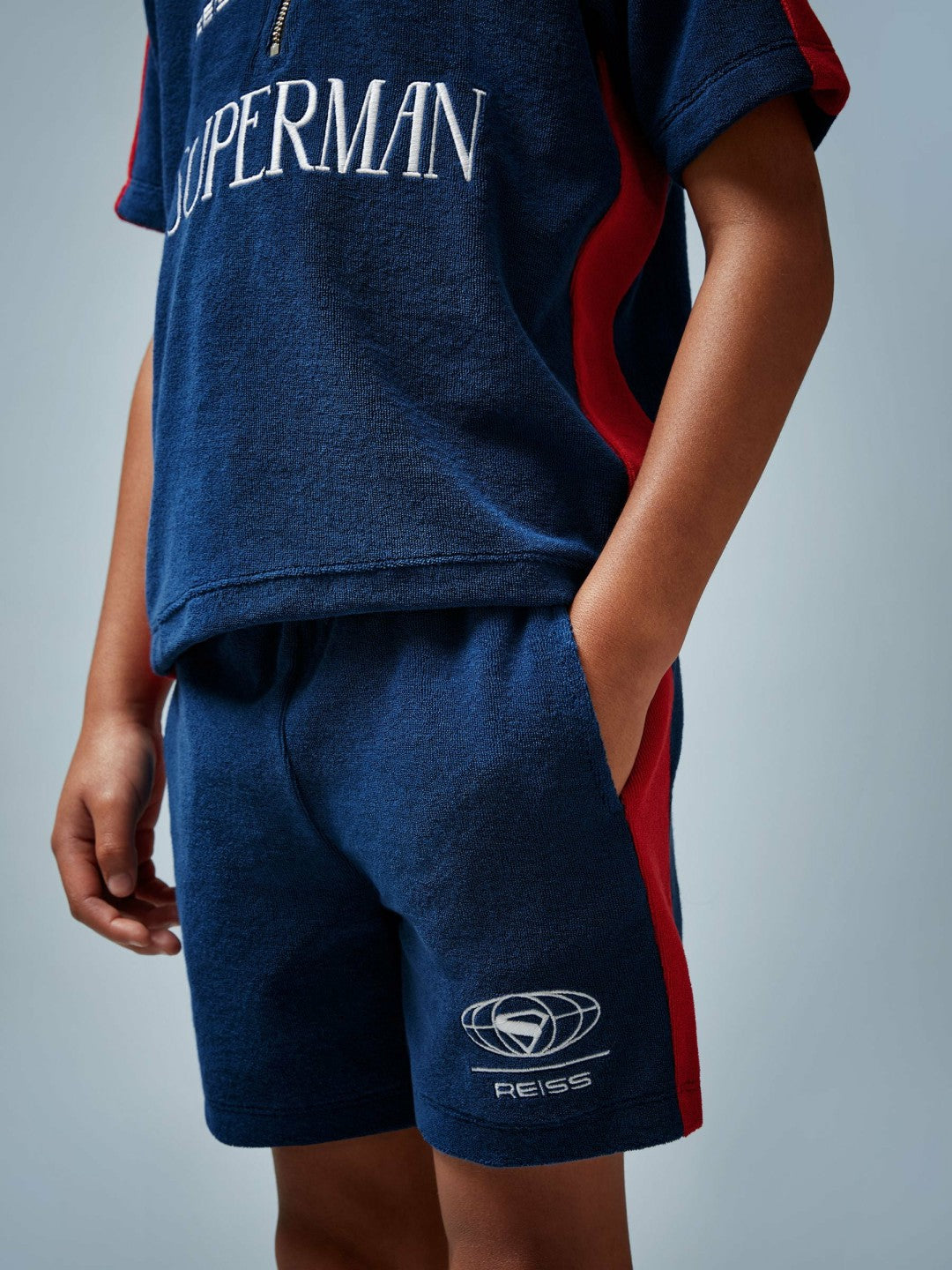 Reiss | 9-13 yrs Superman Towelling Shorts in Blue/Red