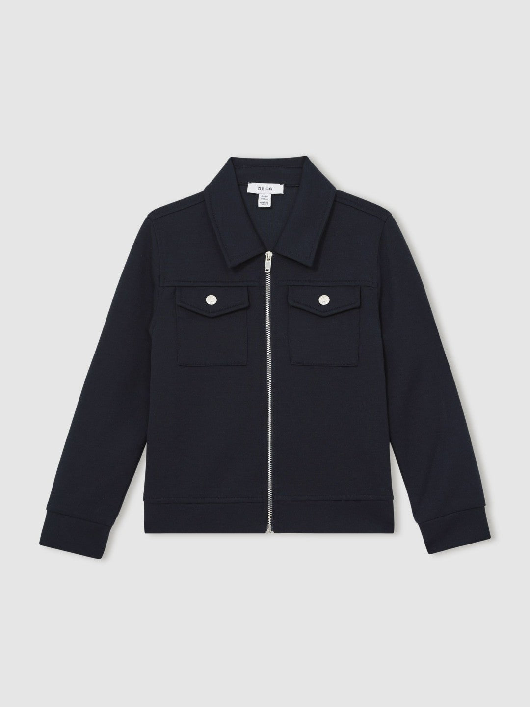 Reiss | 9-13 yrs Interlock Zip Through Overshirt in Navy Blue
