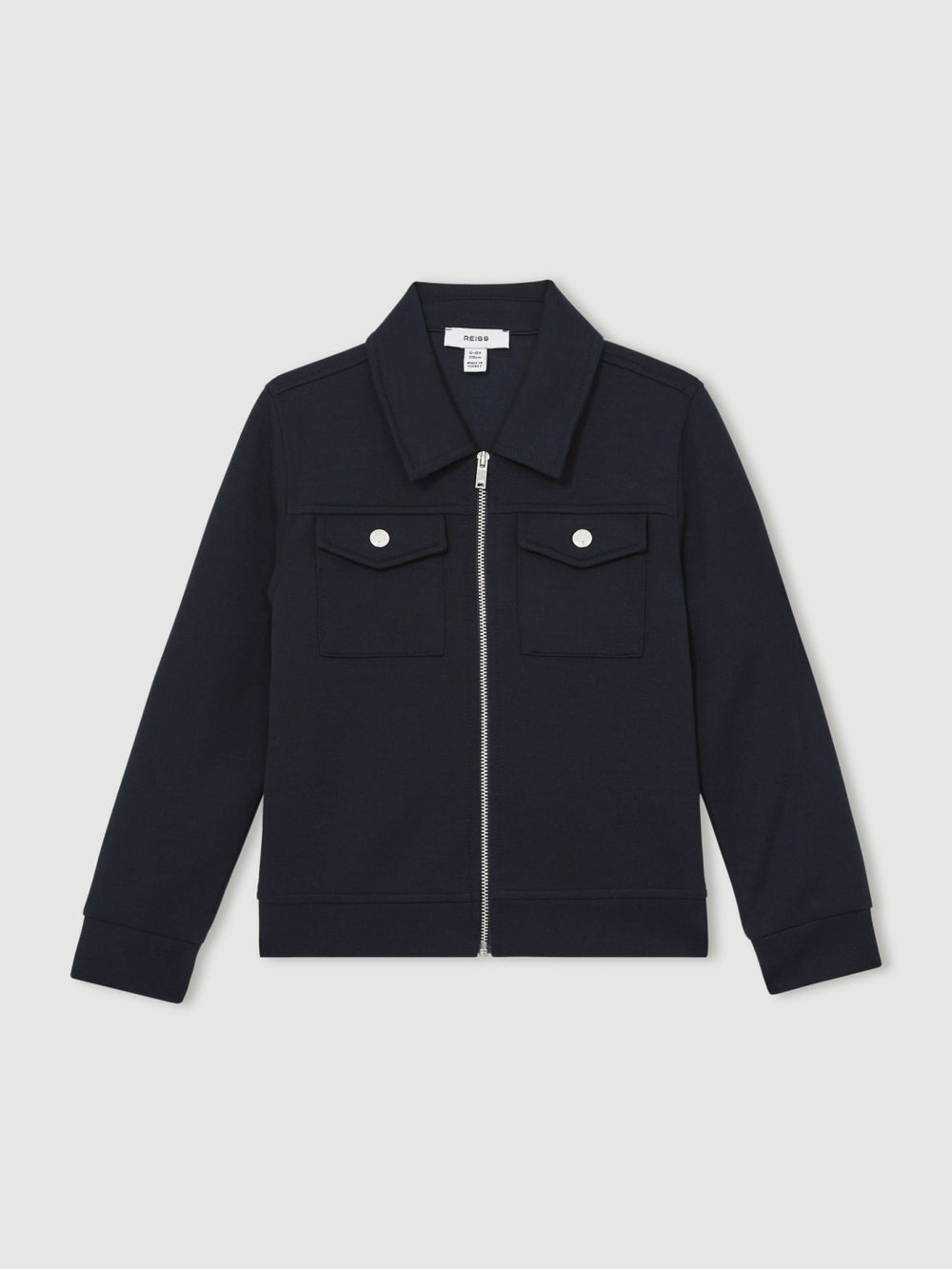 Reiss | 9-13 yrs Interlock Zip Through Overshirt in Navy Blue