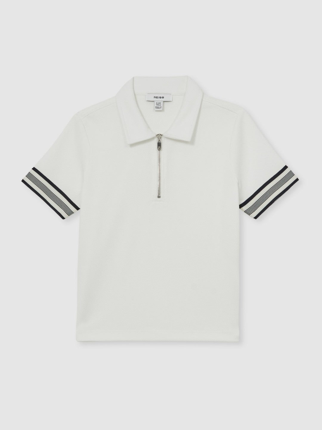 Reiss | 3-9 yrs Textured Half Zip Polo Shirt in White