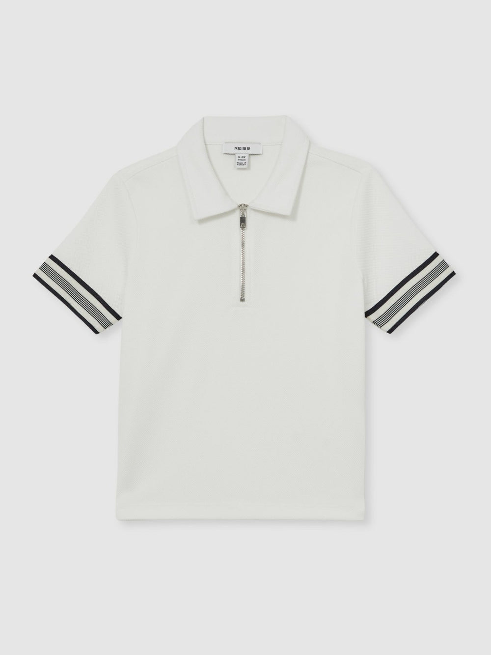 Reiss | 3-9 yrs Textured Half Zip Polo Shirt in White