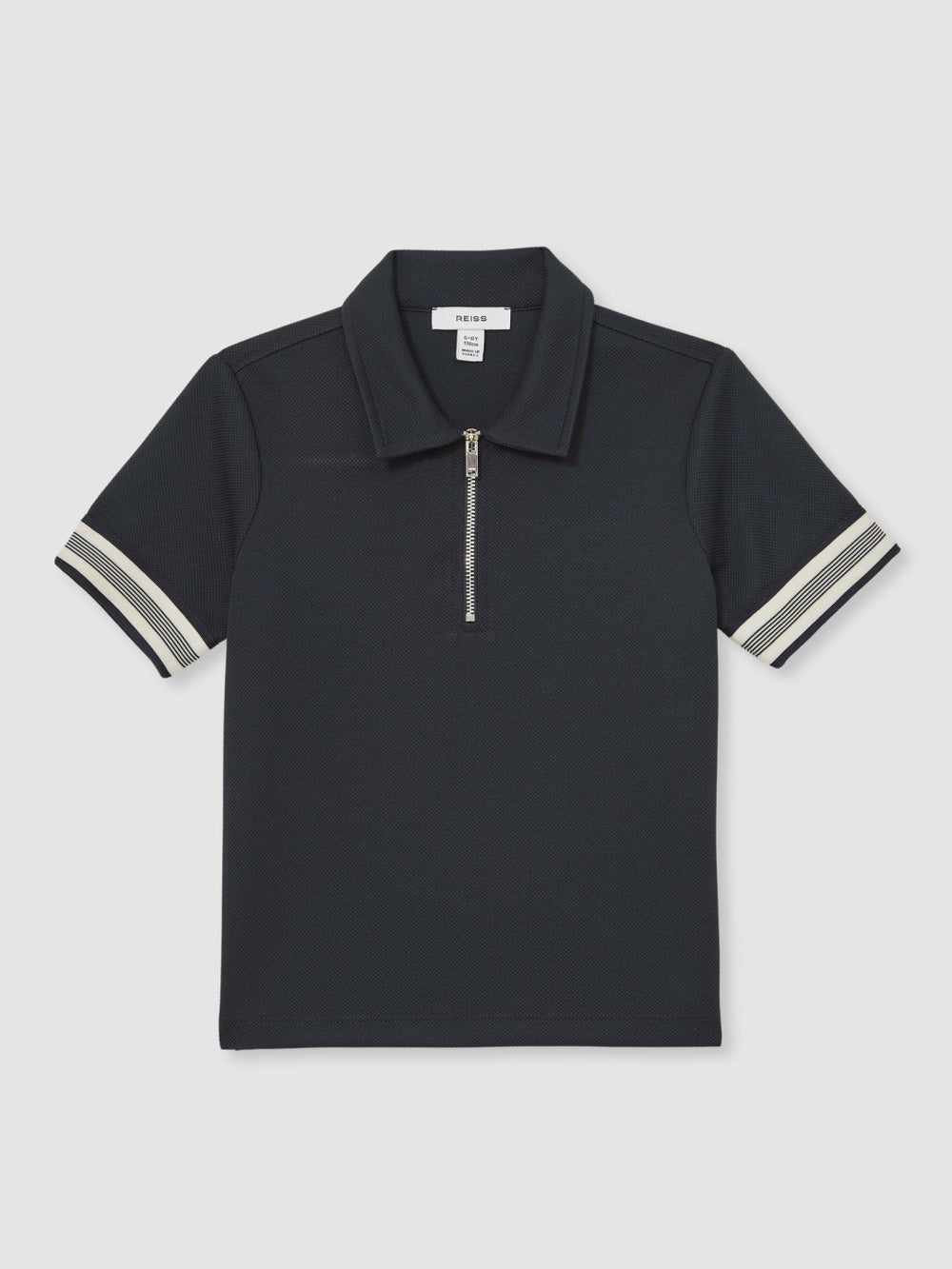 Reiss | 3-9 yrs Textured Half Zip Polo Shirt in Navy Blue