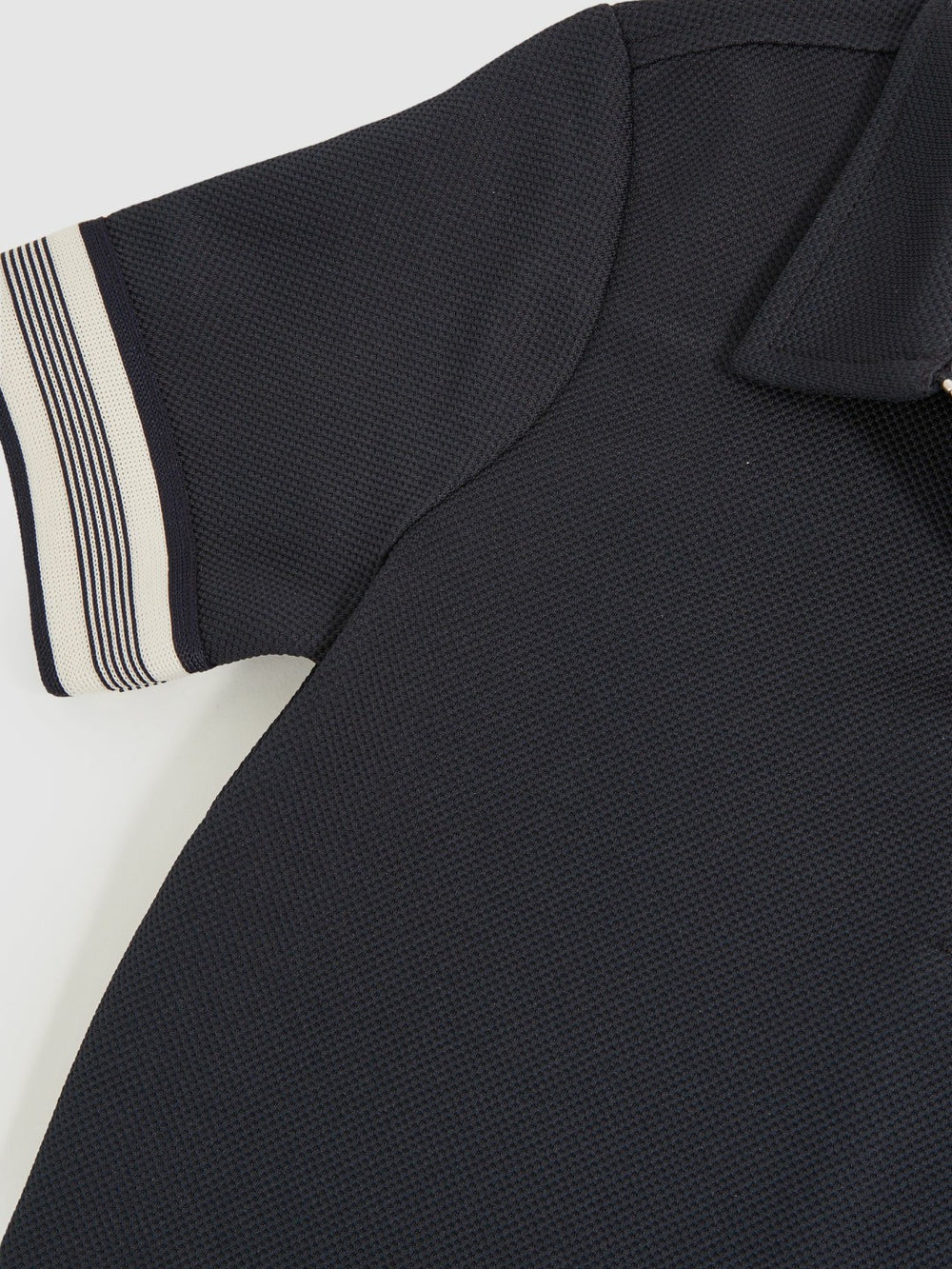 Reiss | 9-13 yrs Textured Half Zip Polo Shirt in Navy Blue