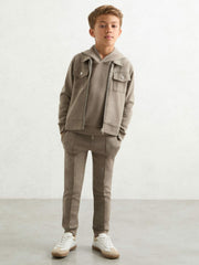 Reiss | 9-13 yrs Interlock Zip-Through Overshirt in Taupe Brown