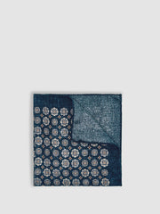 Reiss | Silk Medallion Print Pocket Square in Indigo Melange