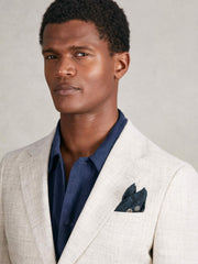 Reiss | Silk Medallion Print Pocket Square in Indigo Melange