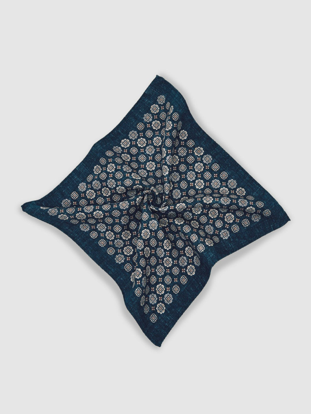 Reiss | Silk Medallion Print Pocket Square in Indigo Melange