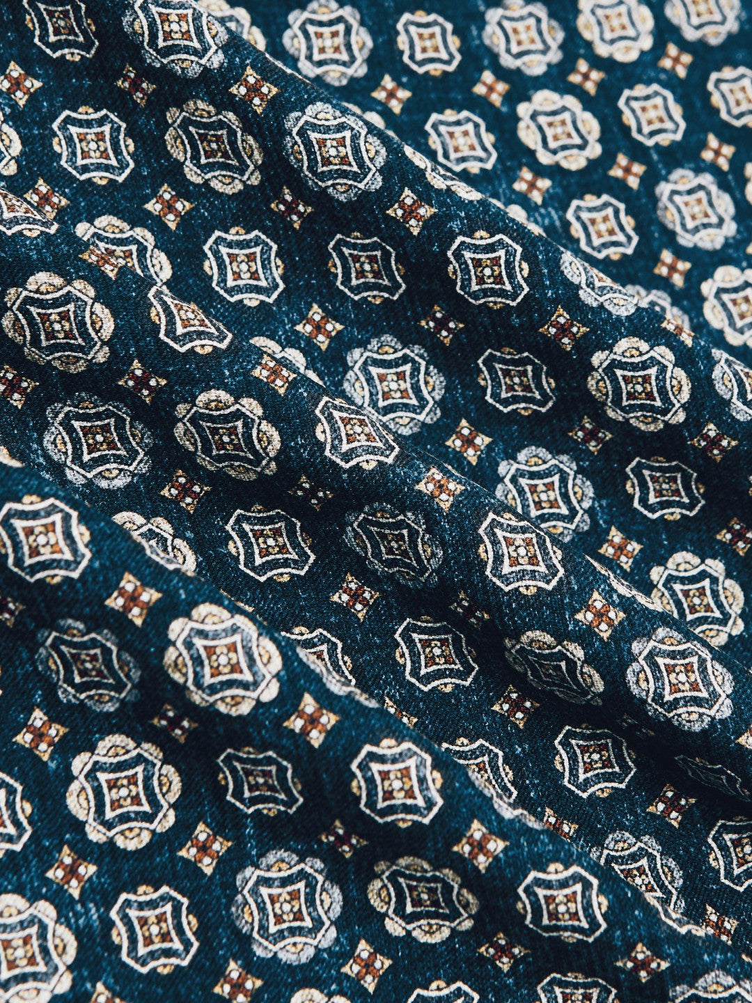 Reiss | Silk Medallion Print Pocket Square in Indigo Melange