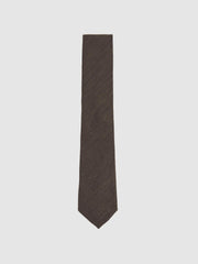 Reiss | Silk Blend Textured Tie in Chocolate Brown