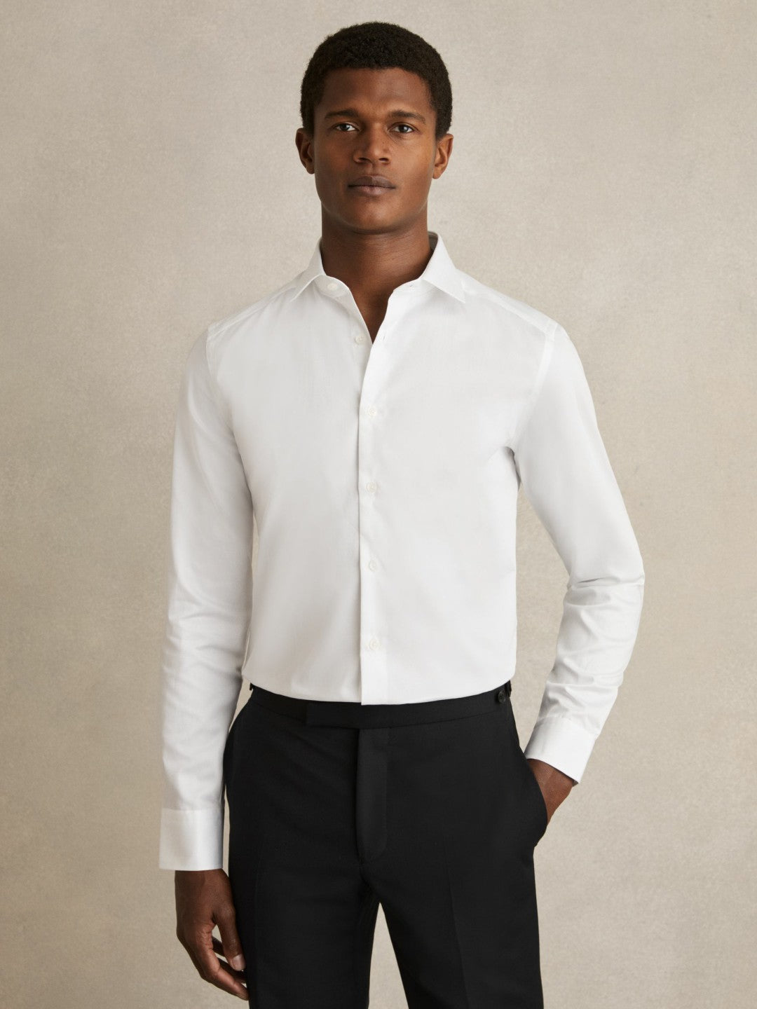Reiss | Slim Fit Cotton Sateen Shirt in White