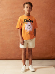 Reiss | 3-9 yrs SmileyWorld Sun Motif T-Shirt in Orange
