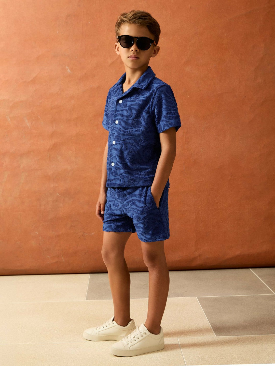 Reiss | 3-9 yrs SmileyWorld Wave Texture Shorts in Bright Blue