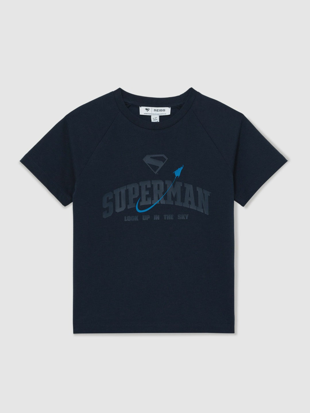 Reiss | 3-9 yrs Superman Raglan Logo T-Shirt in Navy Blue