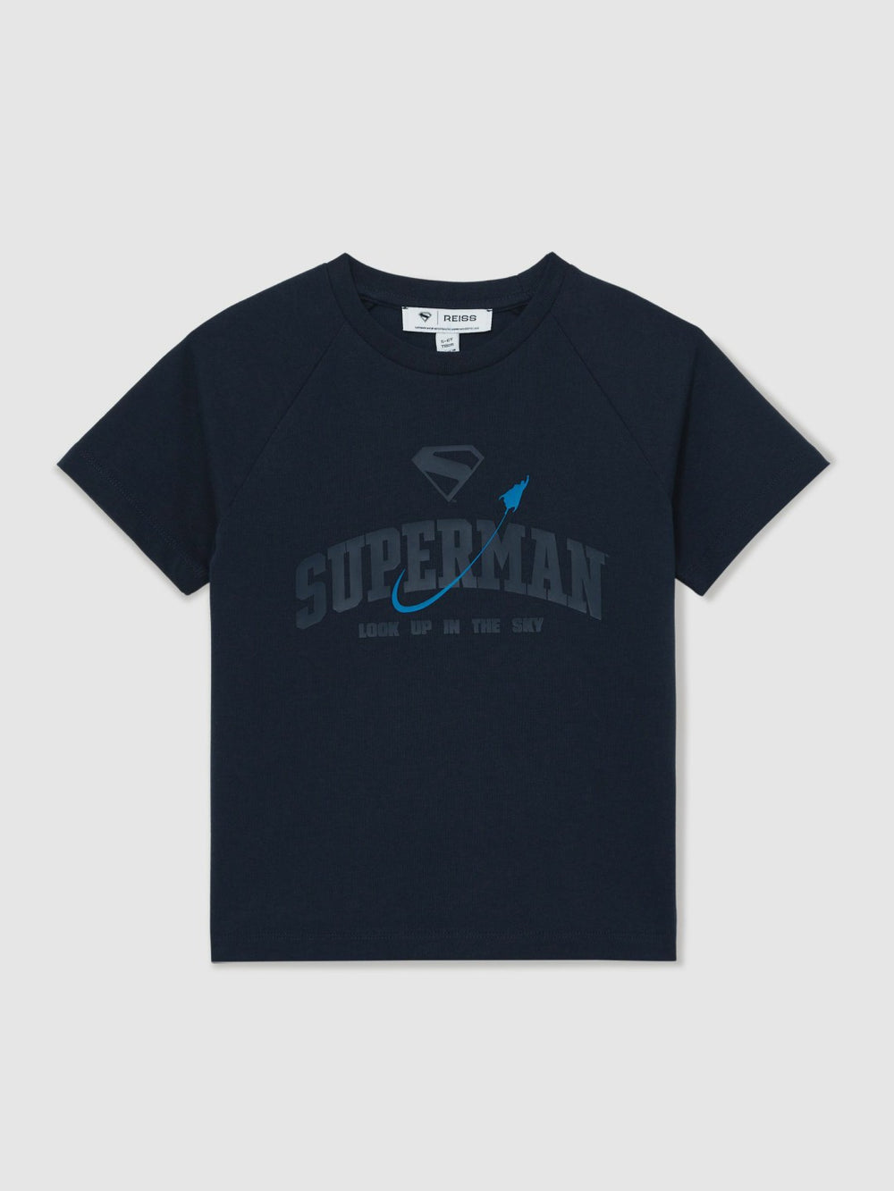 Reiss | 3-9 yrs Superman Raglan Logo T-Shirt in Navy Blue