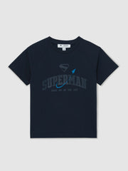 Reiss | 3-9 yrs Superman Raglan Logo T-Shirt in Navy Blue