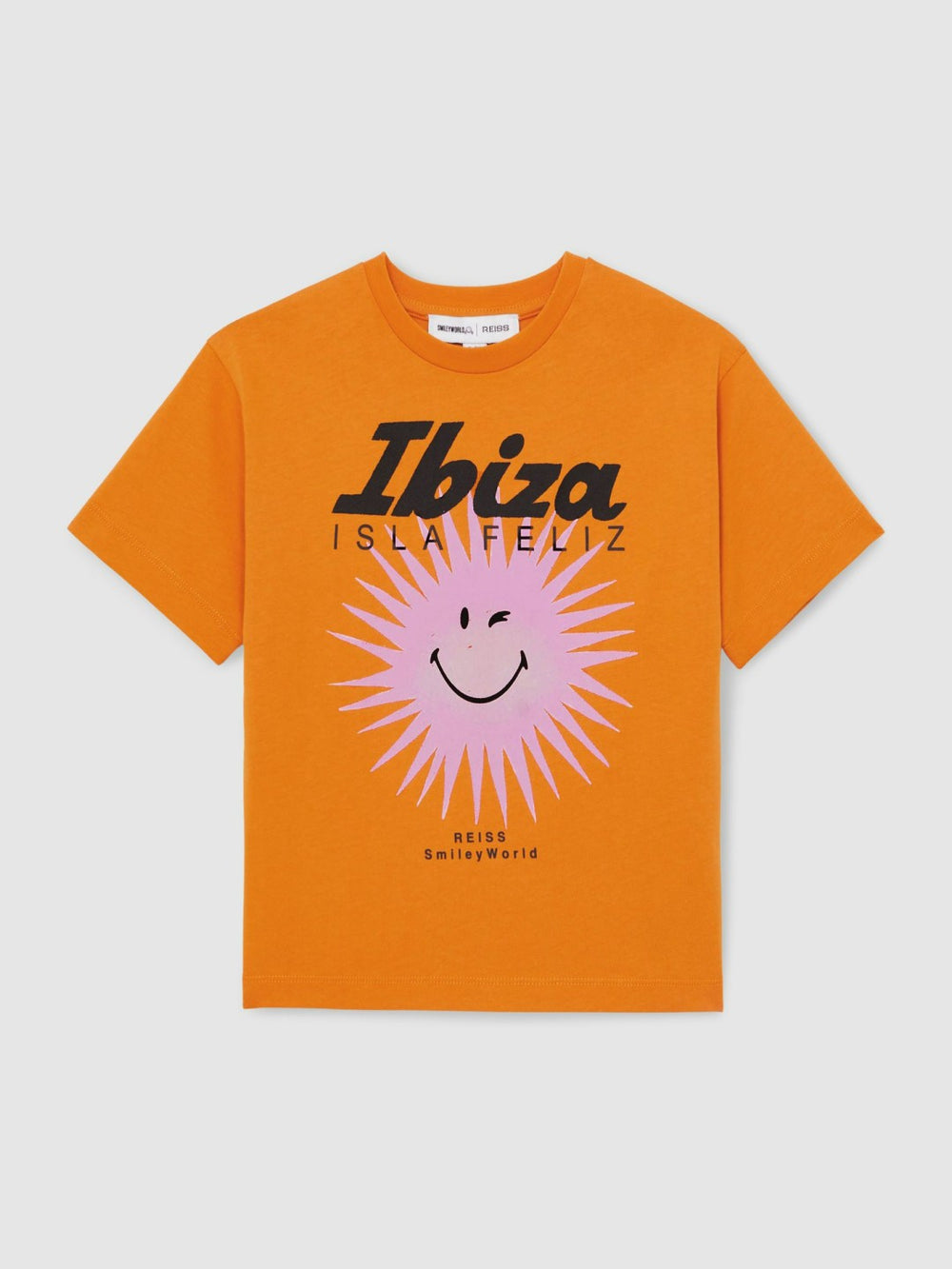 Reiss | 13-14 yrs SmileyWorld Sun Motif T-Shirt in Orange