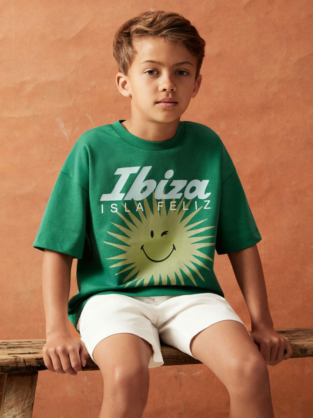 Reiss | 9-13 yrs SmileyWorld Sun Motif T-Shirt in Bright Green