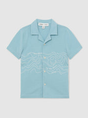 Reiss | 3-9 yrs SmileyWorld Embroidered Shirt in Sky Blue