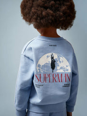 Reiss | 13-14 yrs Superman Logo Print Sweatshirt in Light Blue
