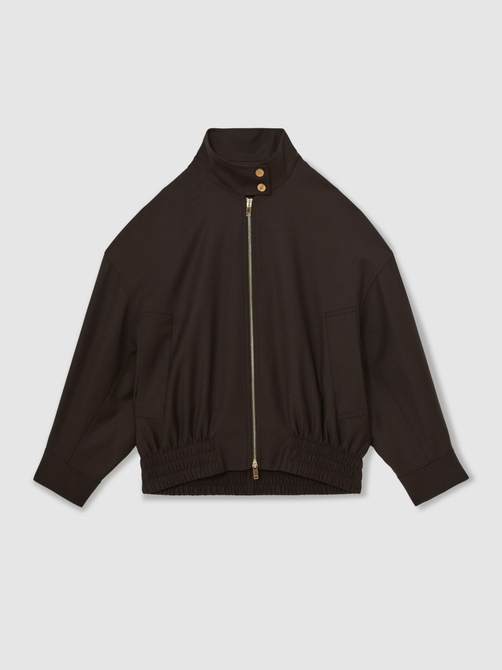 Reiss | Wool Bomber Jacket in Chocolate Brown