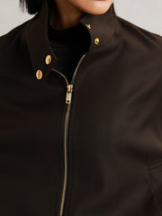 Reiss | Wool Bomber Jacket in Chocolate Brown