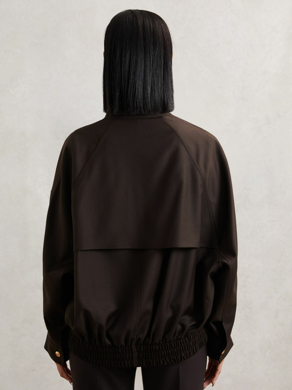 Reiss | Wool Bomber Jacket in Chocolate Brown