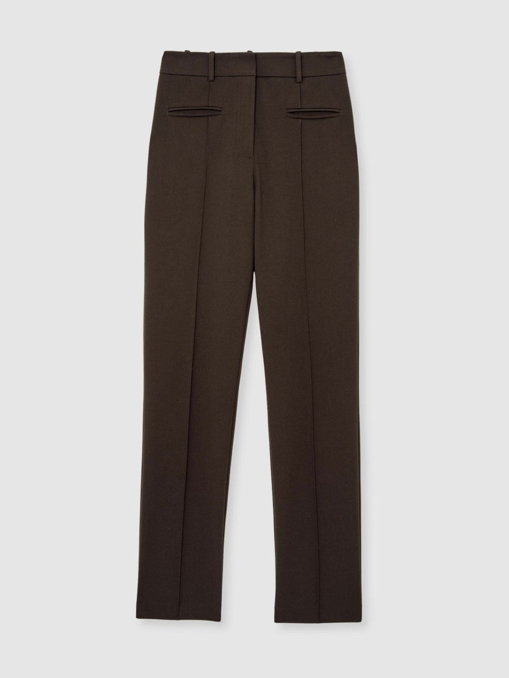 Reiss | Pintuck Tapered Trousers in Chocolate Brown