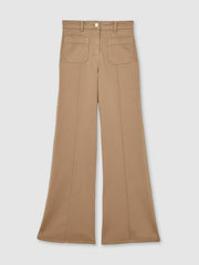 Reiss | Petite Patch-Pocket Flared Jeans in Taupe Neutral