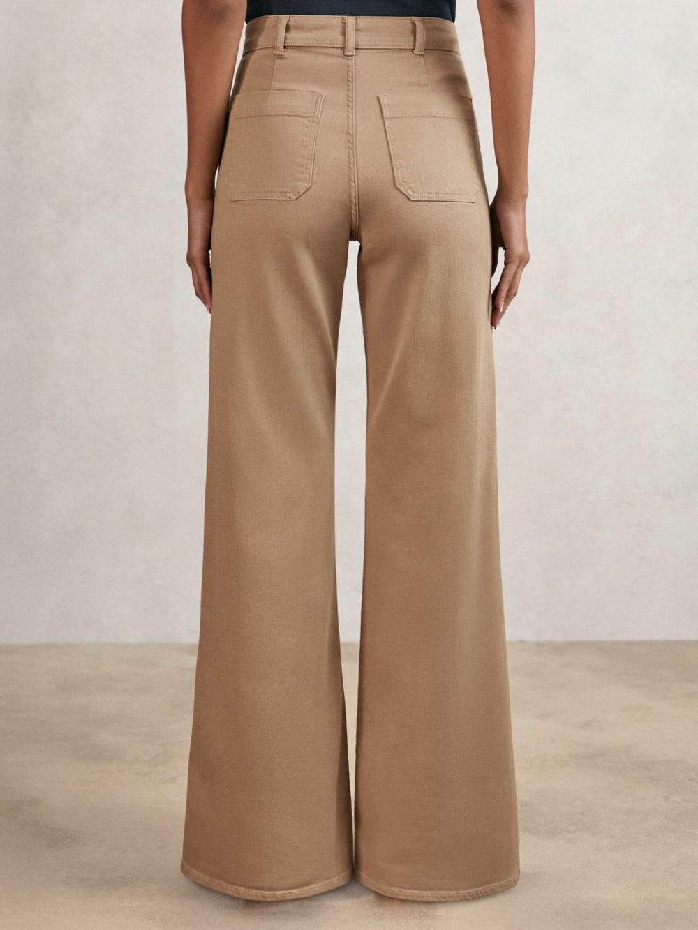 Reiss | Petite Patch-Pocket Flared Jeans in Taupe Neutral