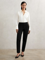 Reiss | Petite Pintuck Tapered Trousers in Black