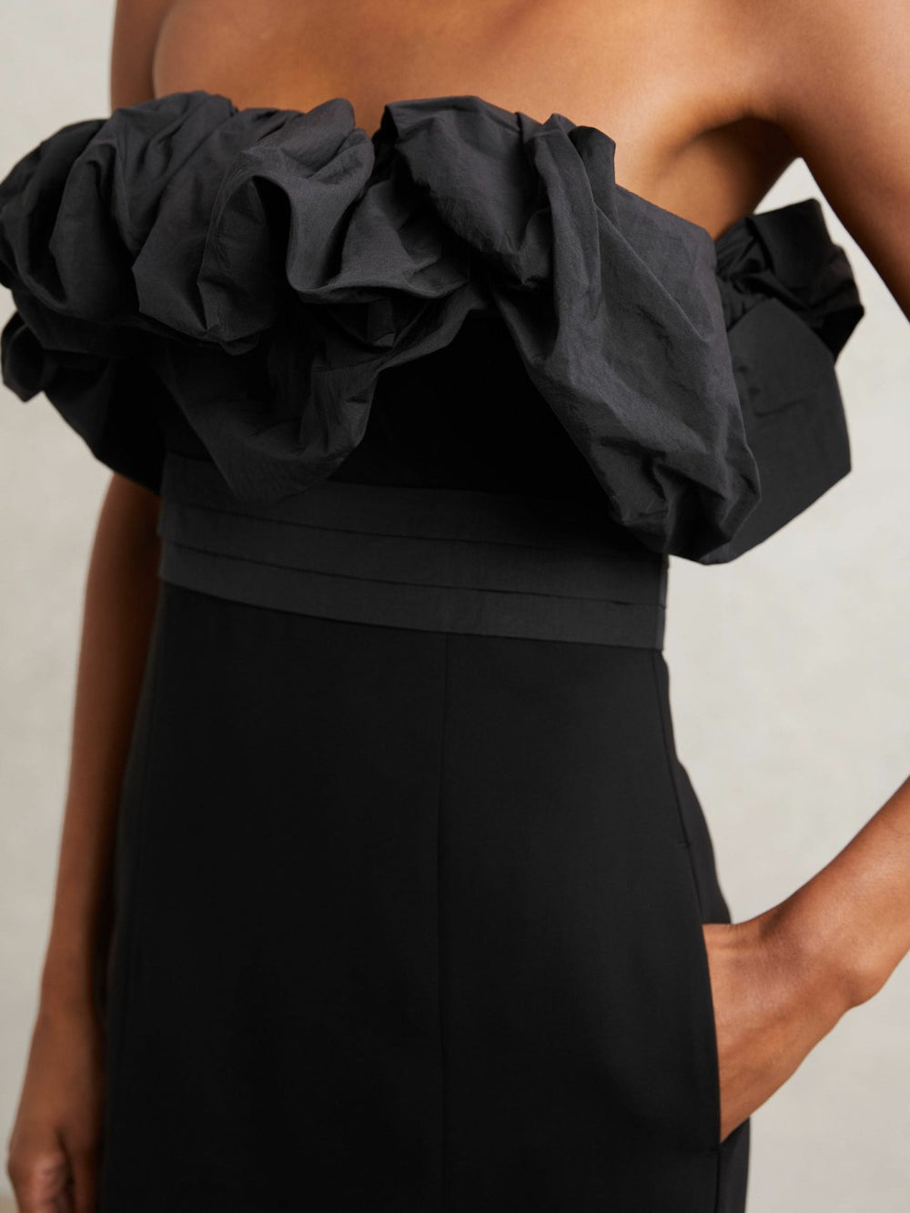 Reiss | Sculptural Strapless Mini Dress in Black