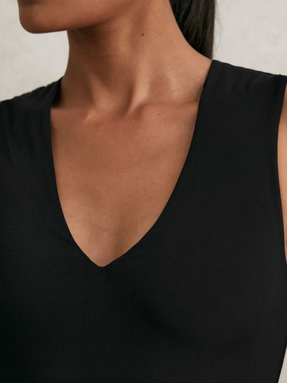 Reiss | V-Neck Sleeveless Bodysuit in Black